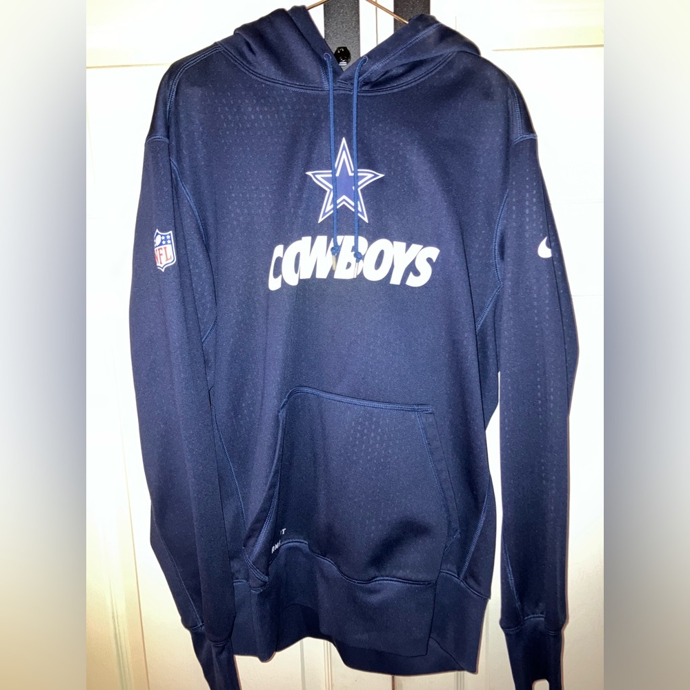 NIKE THERMA-FIT HOODIE DALLAS COWBOYS NFL NAVY BLUE MEDIUM SWEATER LIKE NEW